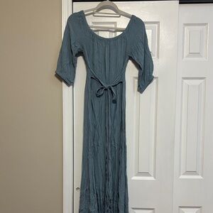 Forever 21 Blue Maxi Dress with Tie Waist